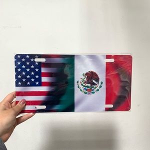 U.S.A and Mexico flag decorative car front license plate